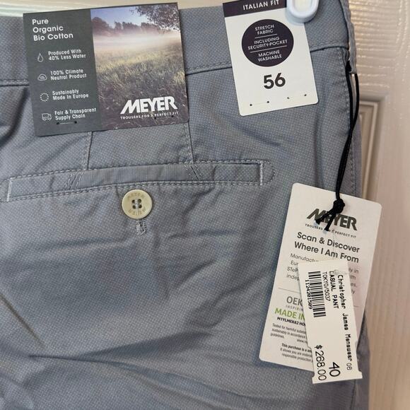 NWT Meyer Tokyo Trouser Pants Size 56 (US 40) Light Gray Preppy Business Casual - Picture 5 of 10